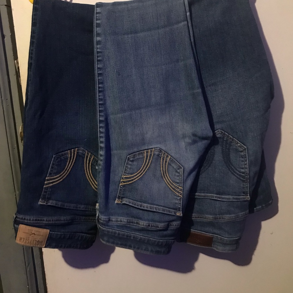 Hollister Women's Skinny Jeans - Dark and Light Blue